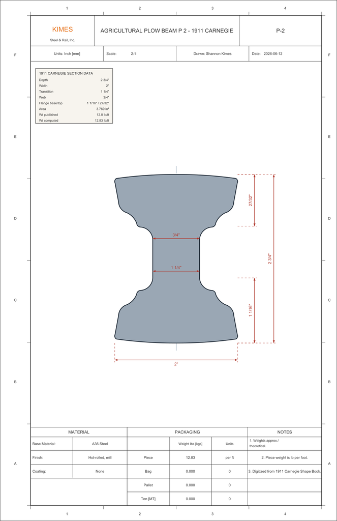 [P-2] Agricultural Plow Beam P-2